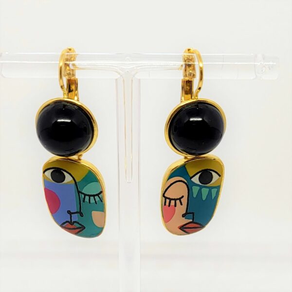 dormeuses abstract cabochon noire