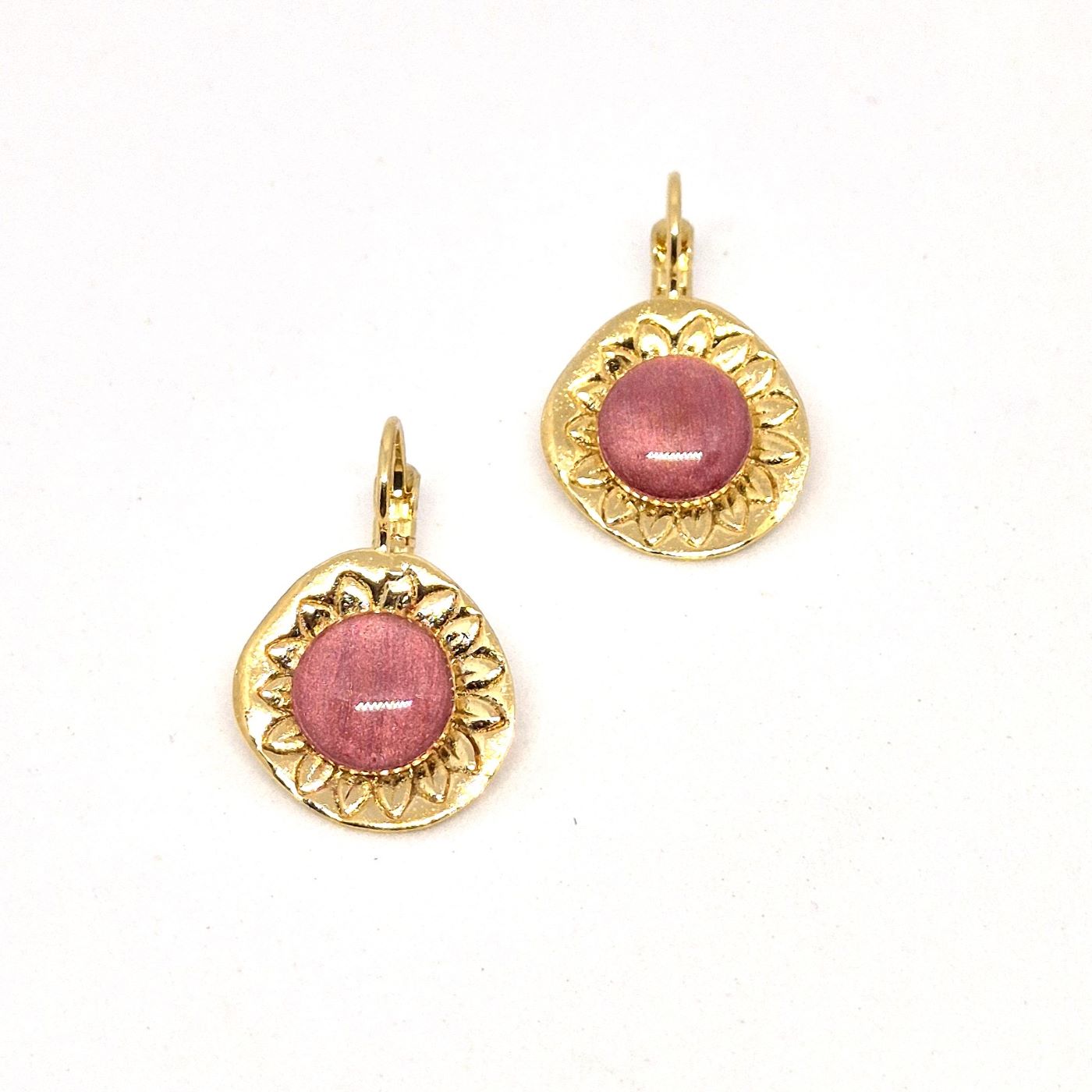 Boucles d’Oreilles Soleil Argenté Rose (Copie) - bo doré soleil rose