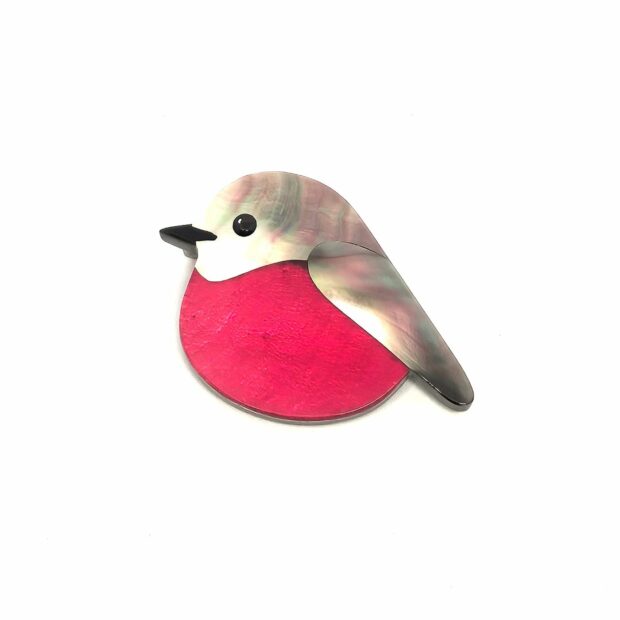 broche oiseau rouge